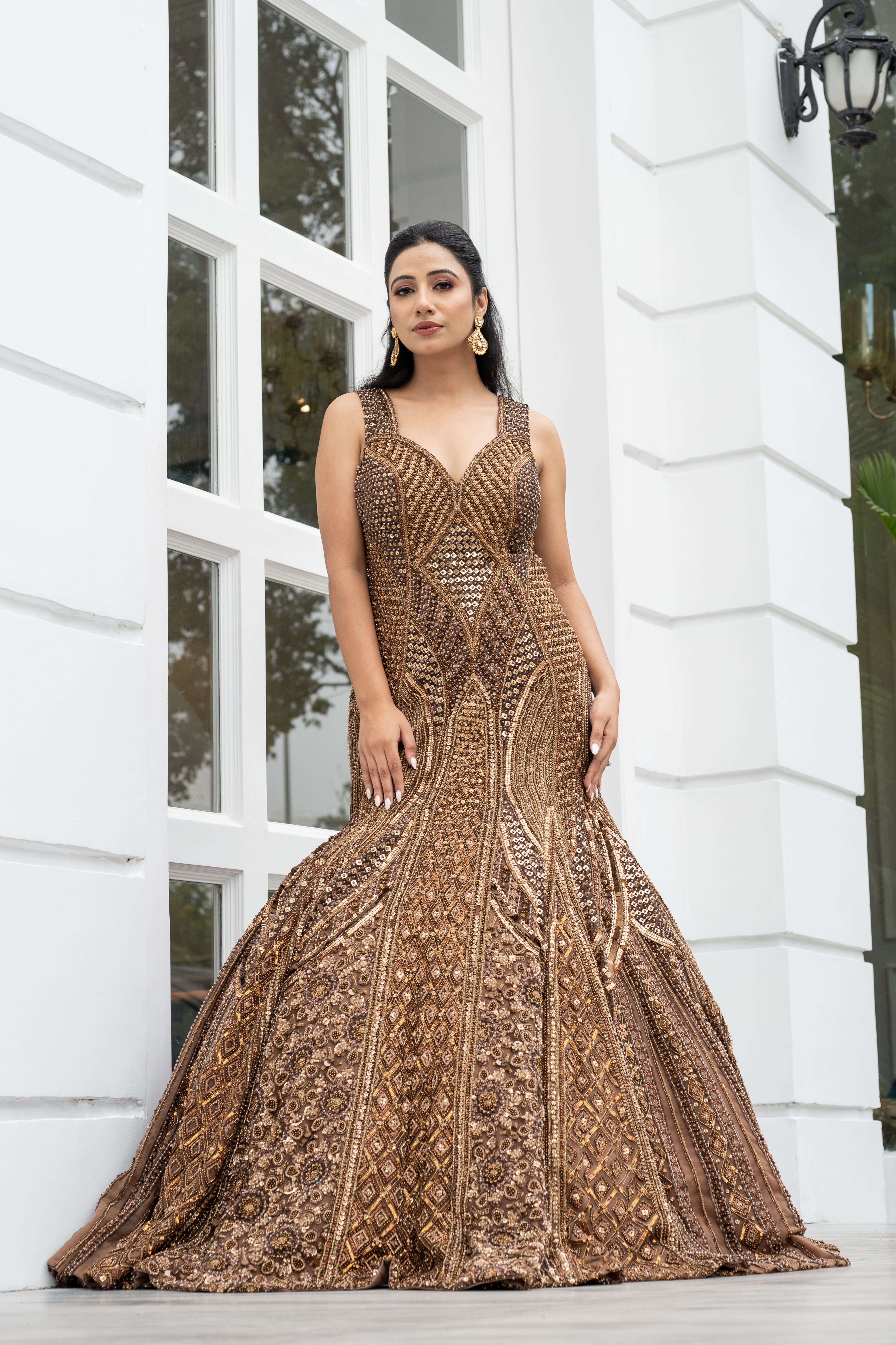 Copper-brownly Gowns for party, wedding, , Engagement S Copper-brownly Gowns for party, wedding, , Engagement S