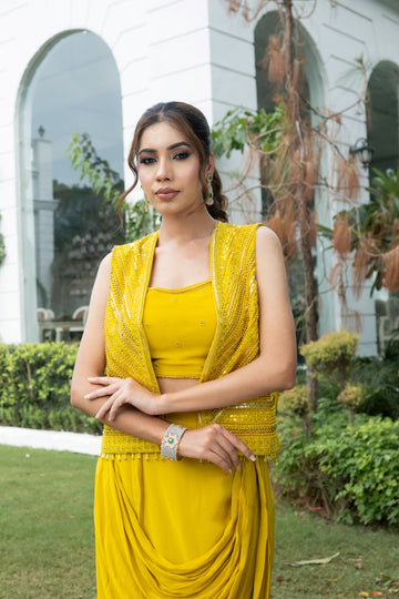 Yellow Indo-Western for Haldi, Partywear/Formal