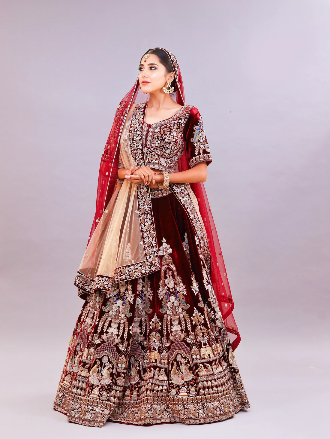 Royal Velvet Affair Lehenga Set with Zardozi, Kora Dabka & Resham Work