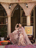 Blush ivory wedding sharara with antique gold embroidery