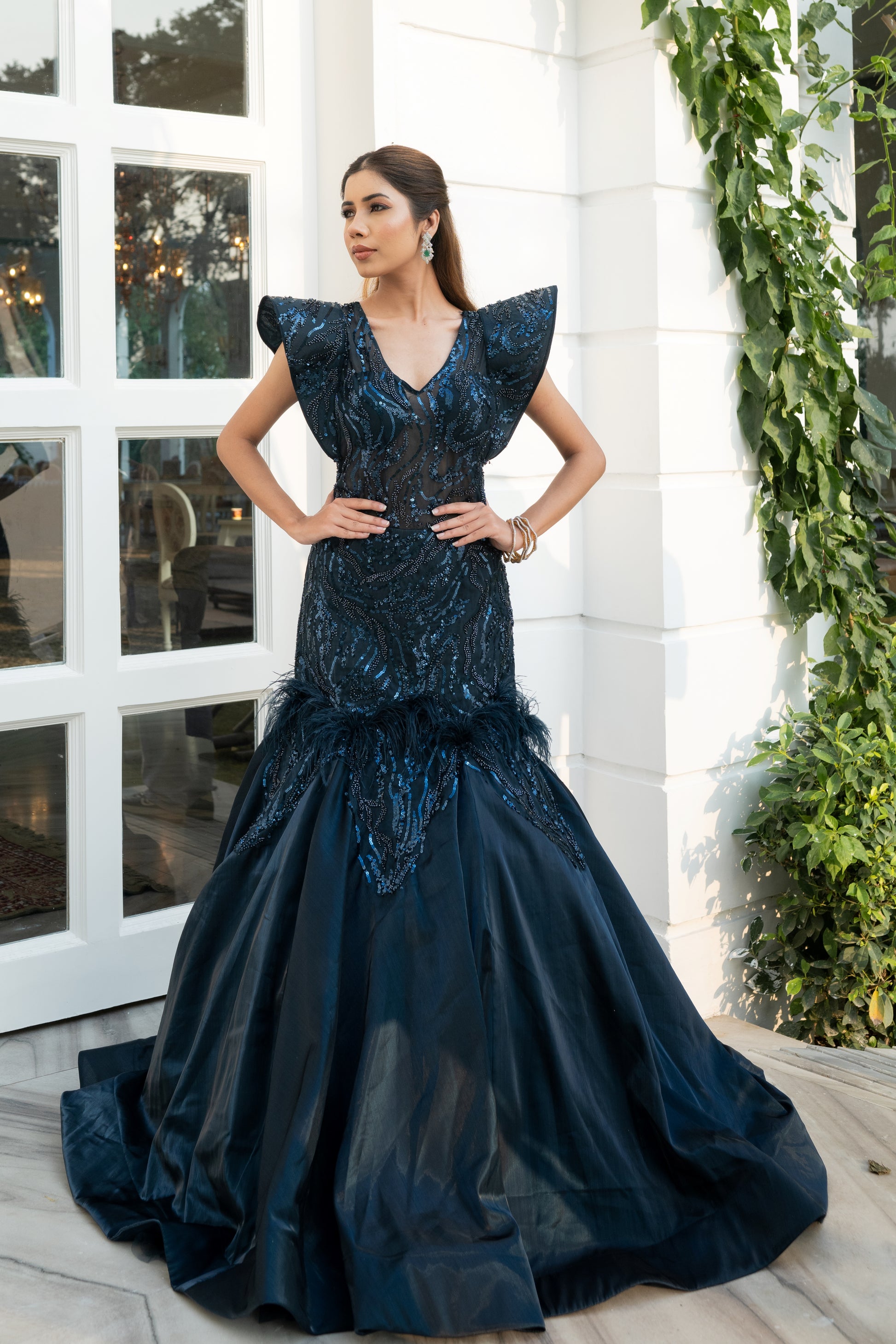 Navy Blue Gown for Engagement, wedding, party Navy Blue Gown for Engagement, wedding, party