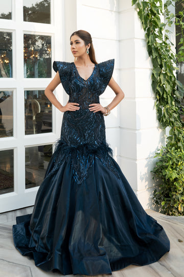 Navy Blue Gown for Engagement, wedding, party