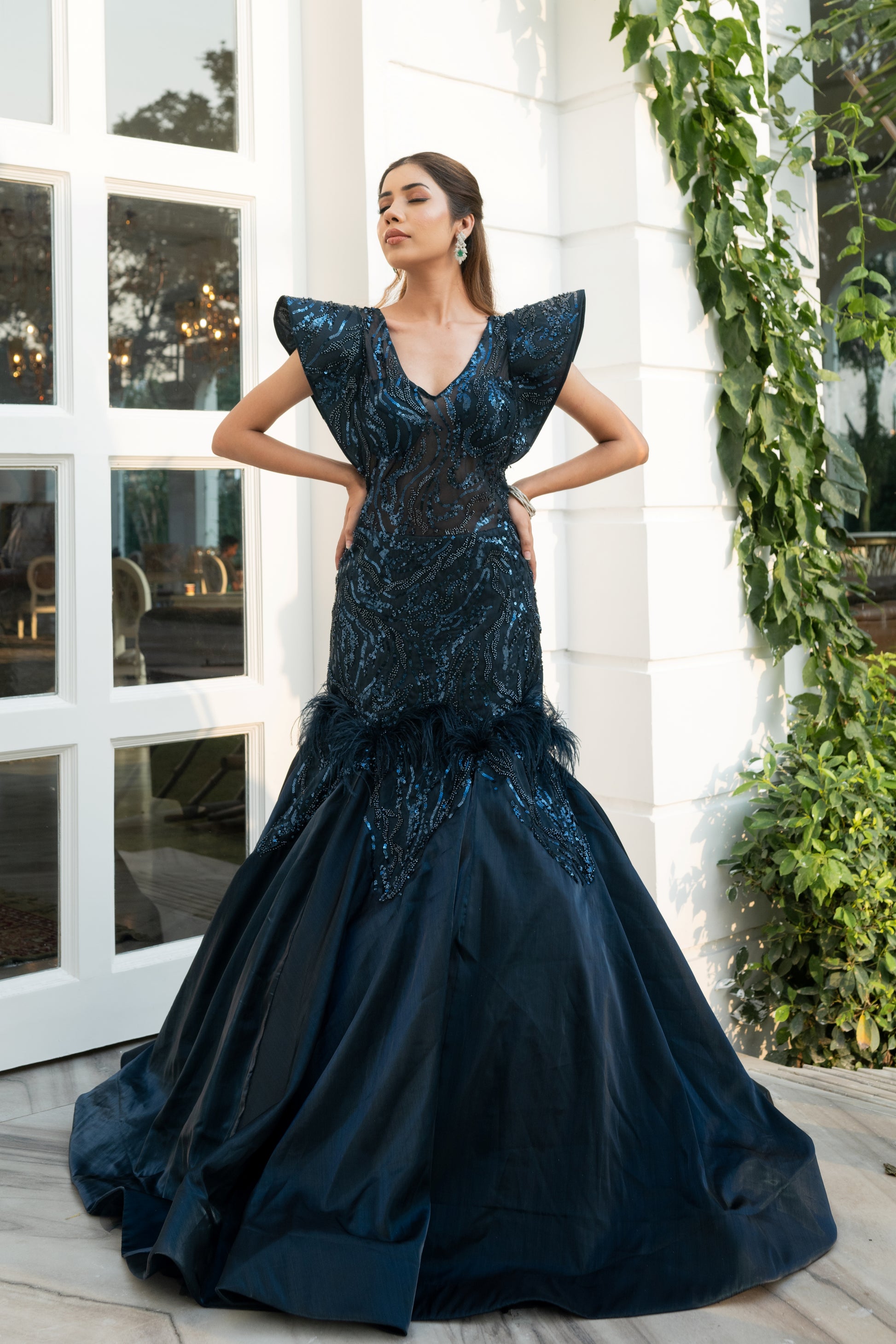 Navy Blue Gown for Engagement, wedding, party Navy Blue Gown for Engagement, wedding, party