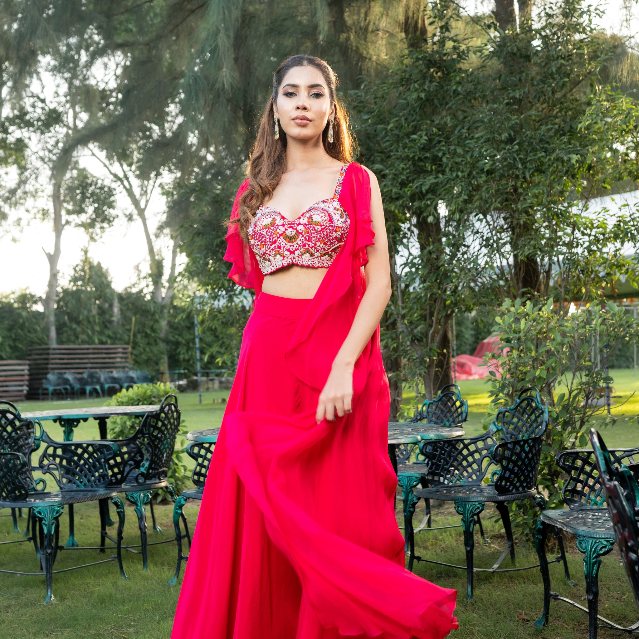 Hot pink Indo-western for party, wedding, birthday