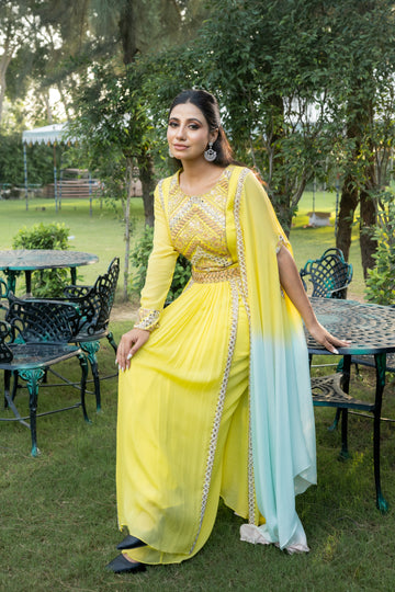 Lime color indo-western for haldi, jaggo, birthday