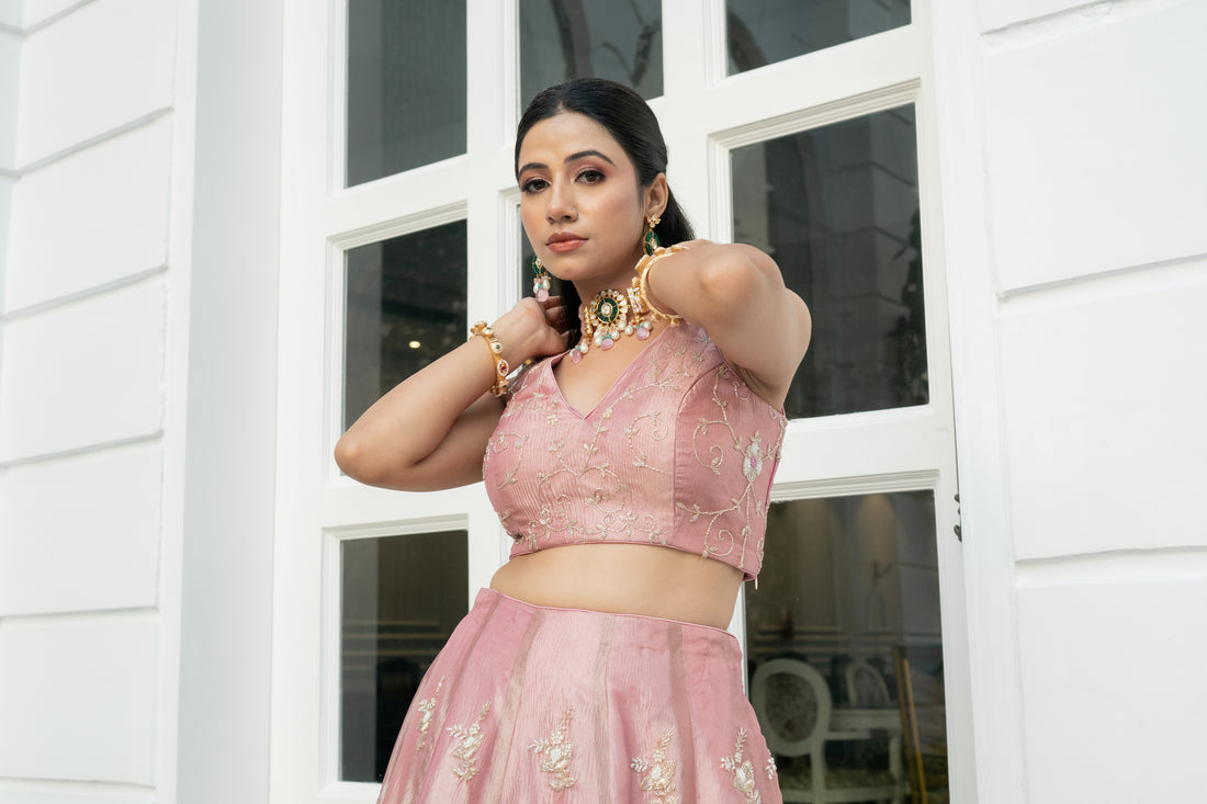 Peach color lehenga for Partywear, Shagun, Engagement