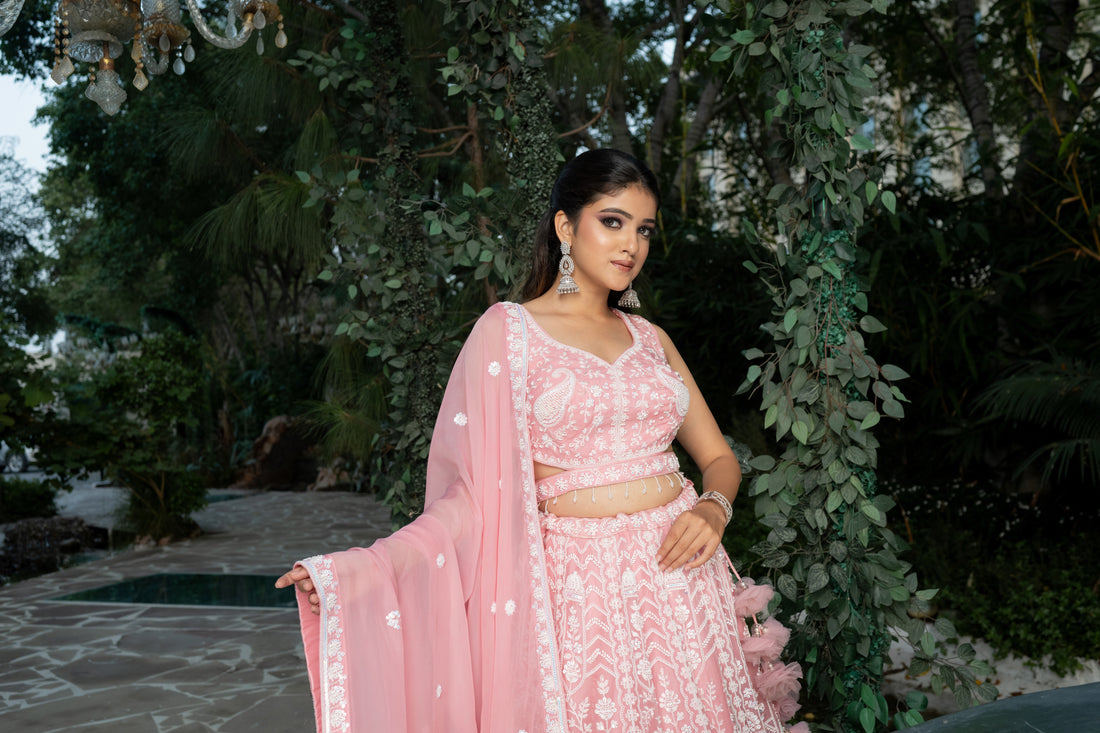 Pink color lehenga for wedding, engagement, ring ceremony