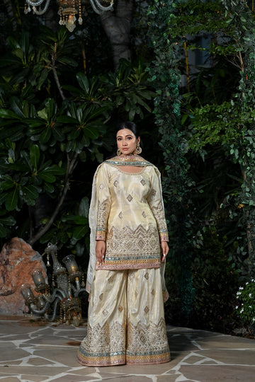 Ivory Gold suit for wedding , jago , shagun