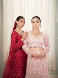 Pink wedding lehenga with sculpted fishtail silhouette and floral embroidery