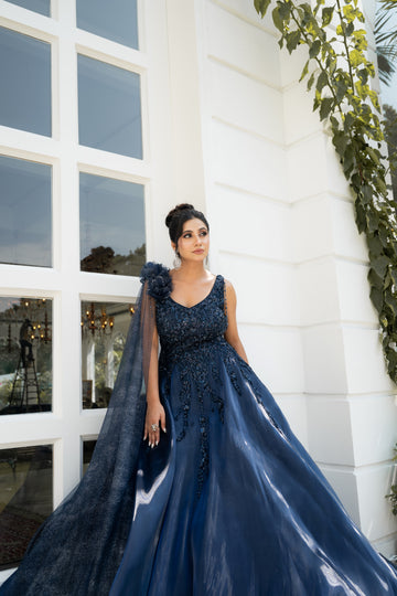 Blue Gown for engagement ,reception ,party ,wedding