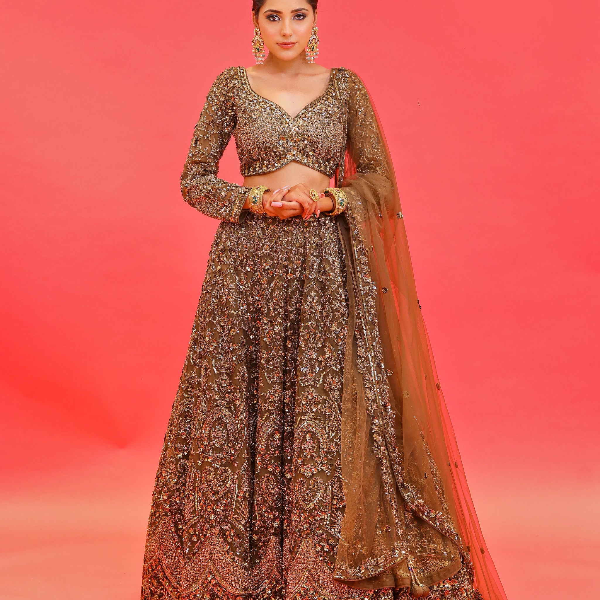 Dark Mehndi Green Lehenga Set