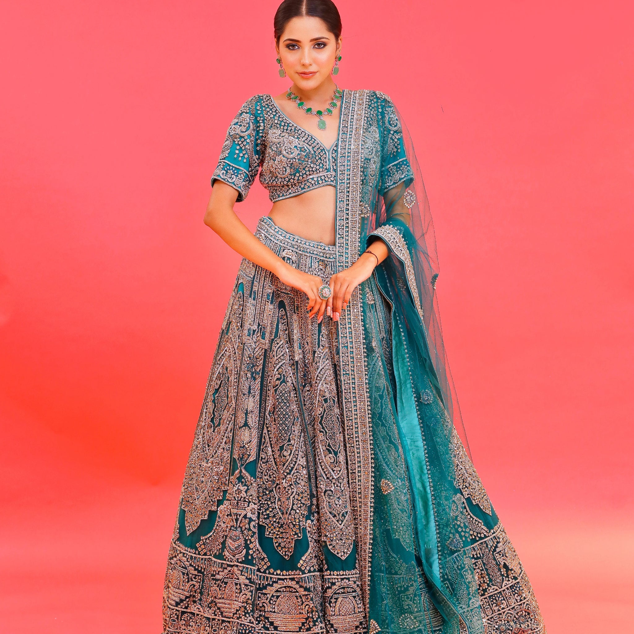 Emerald Green Jarka Lehenga