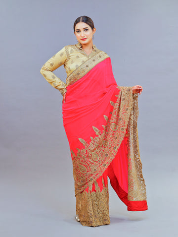 Georgette Hot pink Saree