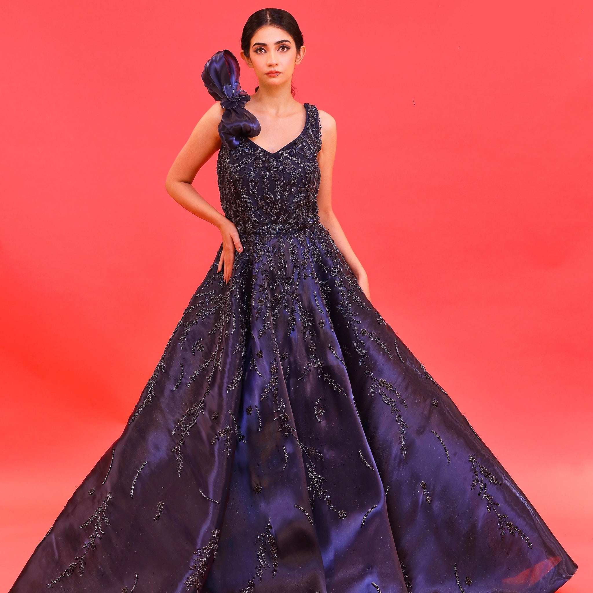 Large Flair Navy Blue Gown