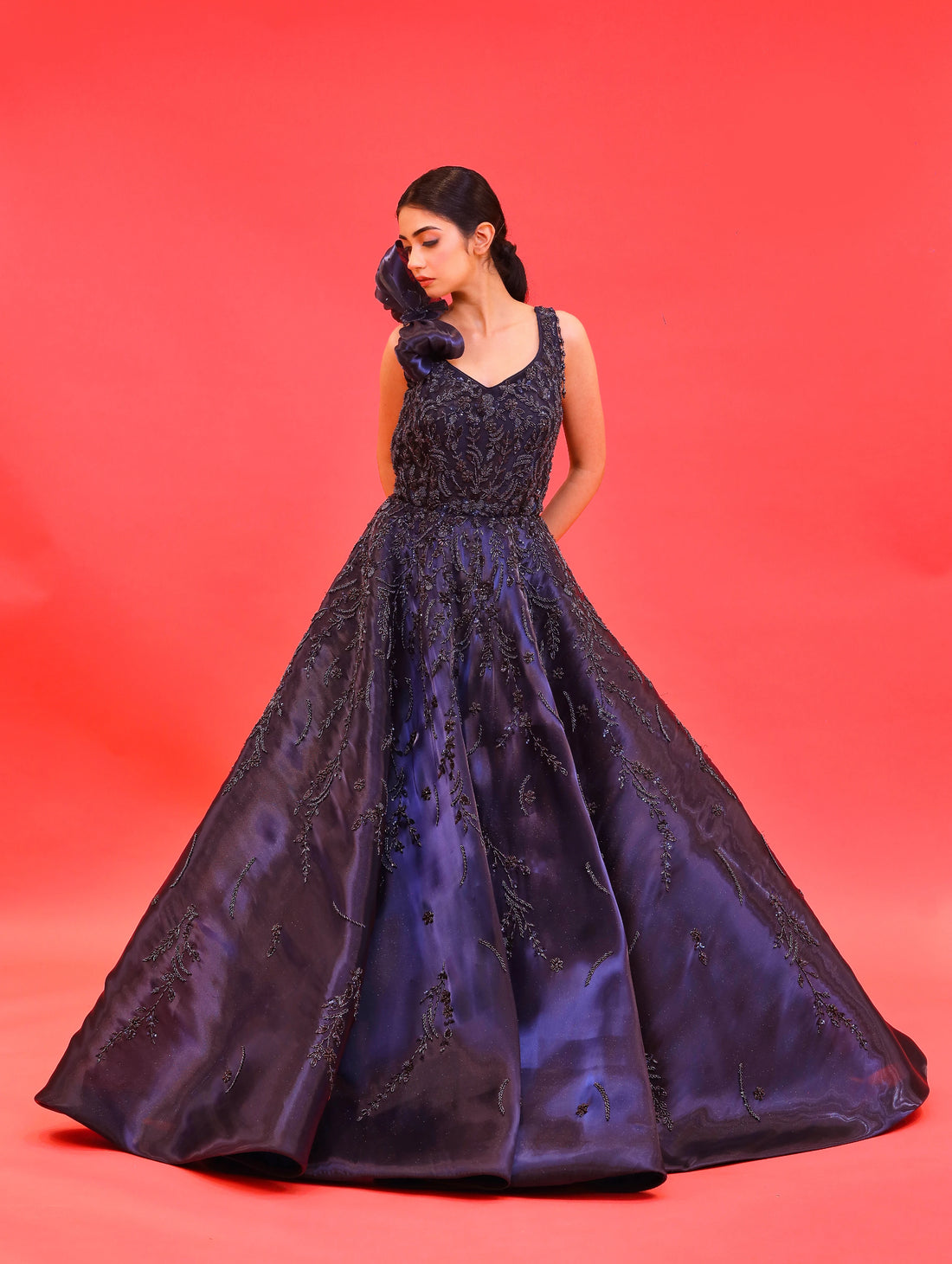 Large Flair Navy Blue Gown