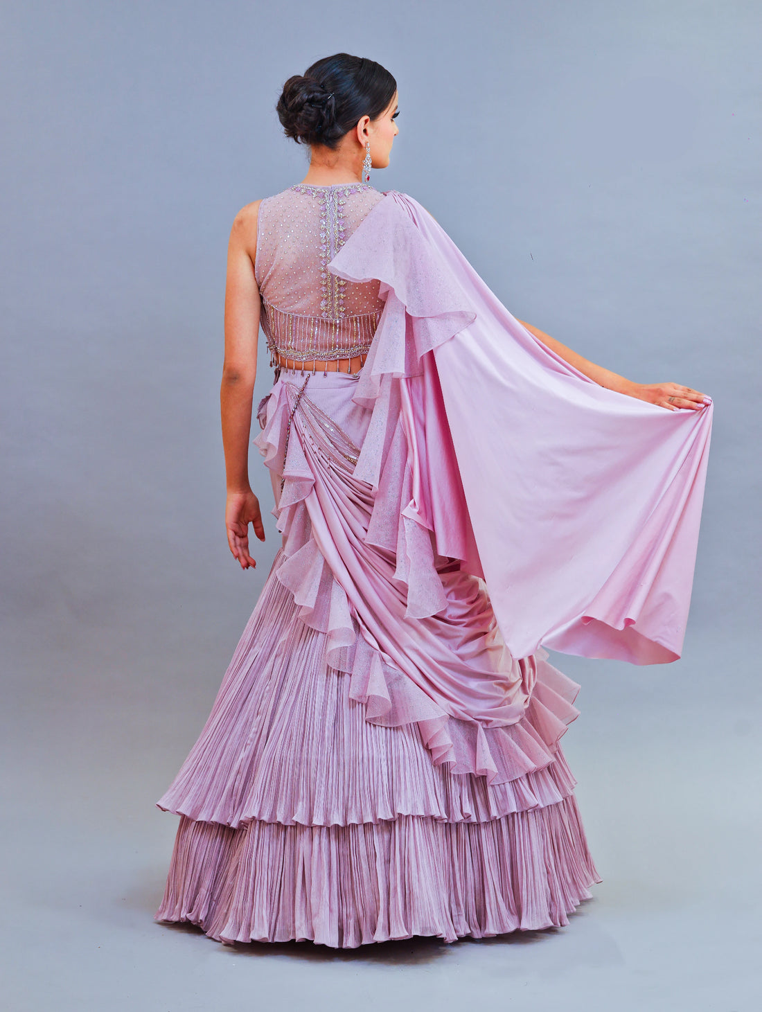 Lilac Shimmer Georgette Saree