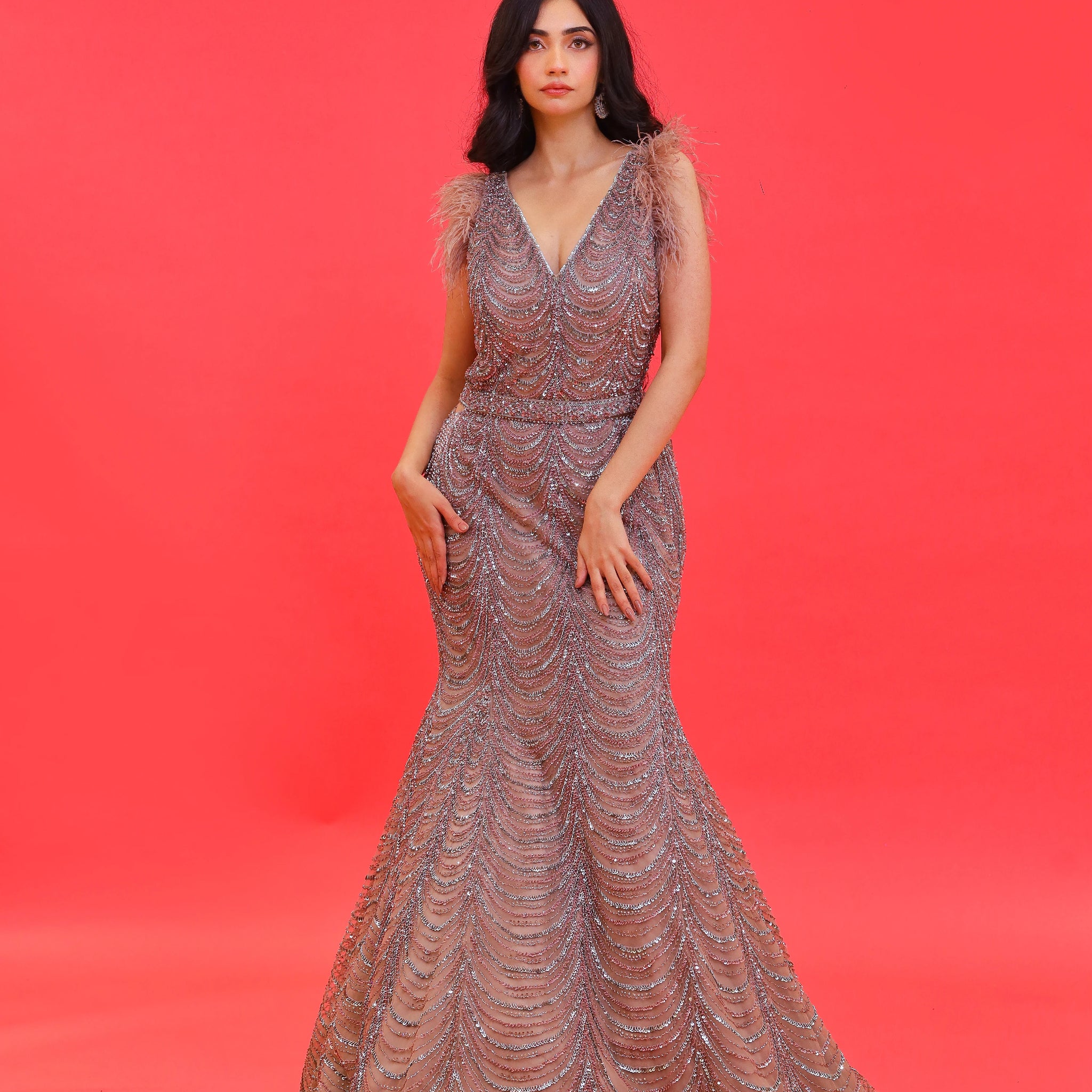 Mermaid Style Gown in Base Net