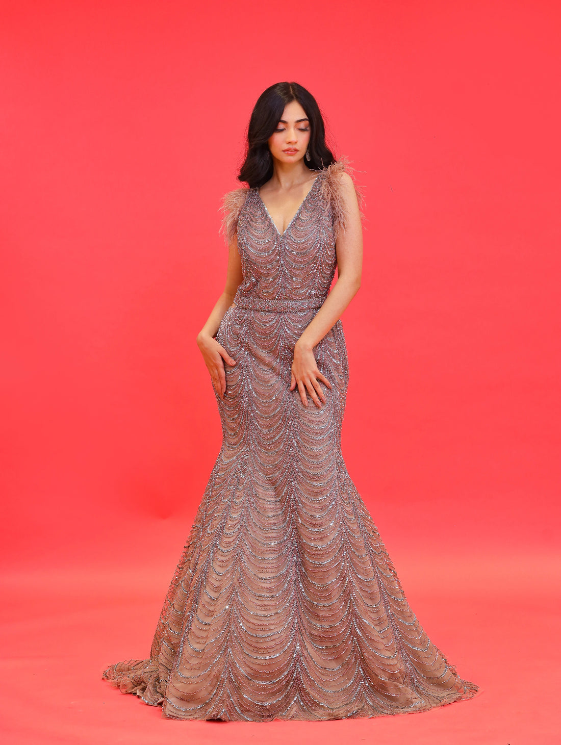 Mermaid Style Gown in Base Net