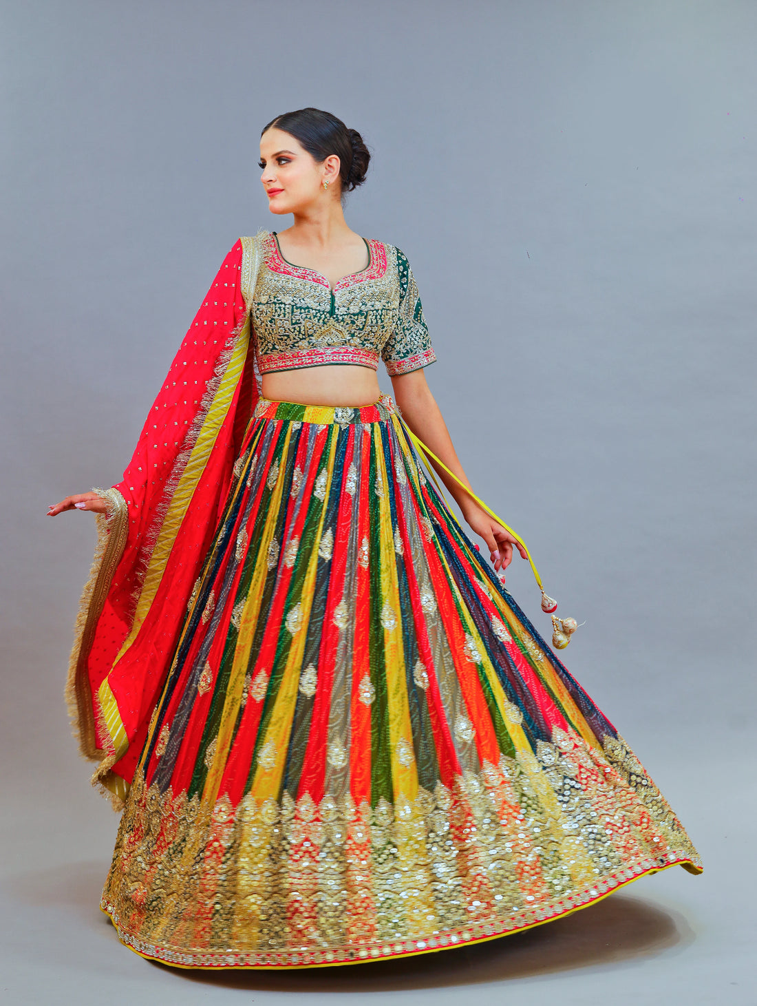 Multi-Colour Georgette Lehenga Set