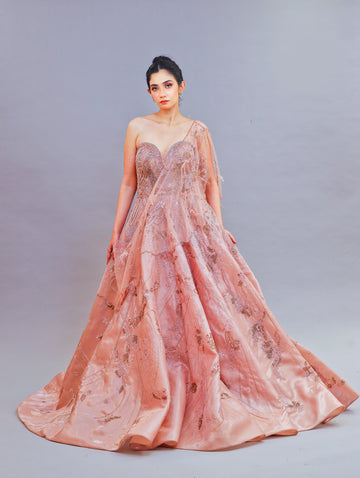 Organza Peach Gown