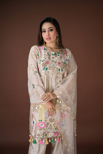 Ivory gold Suit for shagun, reception & ring ceremony