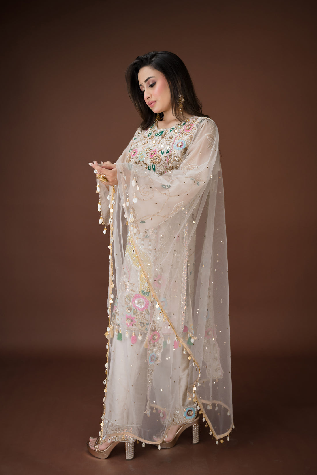 Ivory gold Suit for shagun, reception & ring ceremony