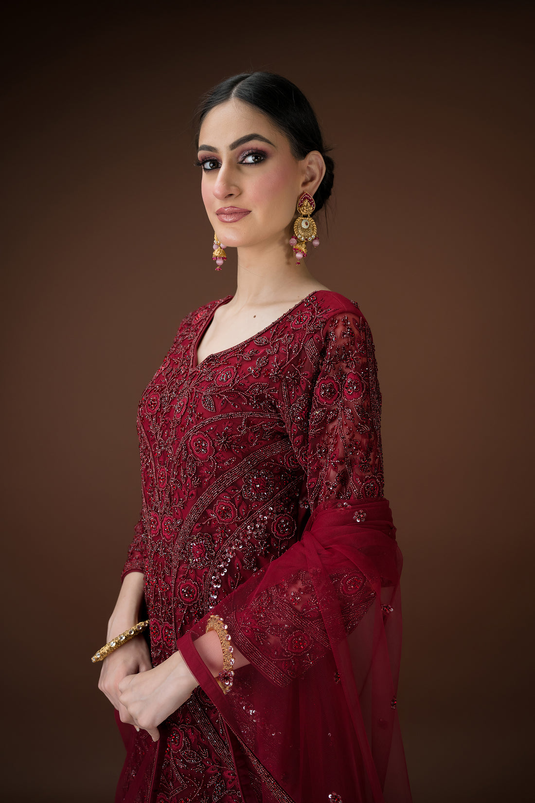 Hand-Embroidered Kurta Sharara Set with Zari & Sequin Detailing – Festive Elegance