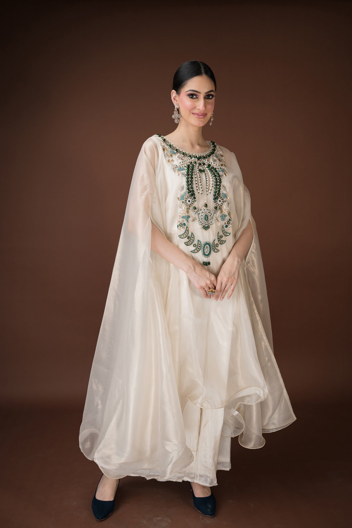 Premium organza kaftan for cocktail evenings and luxury gatherings