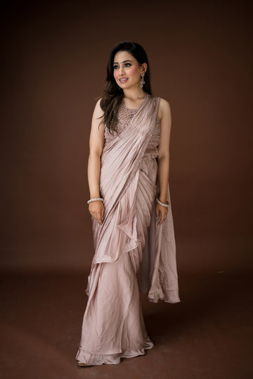 Red gold saree for receptions or Shagun evenings and wedding