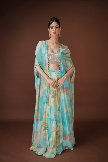 Aqua Multi lehenga for daytime functions and destination weddings