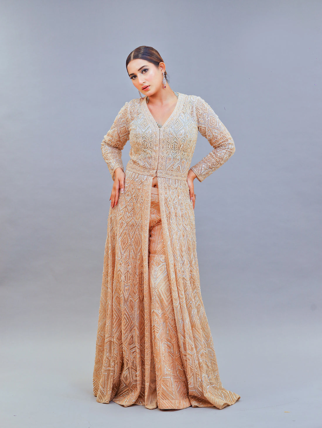 Powder Peach Glow Sharara Ensemble