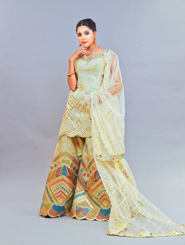 Raw Silk Sharara Set