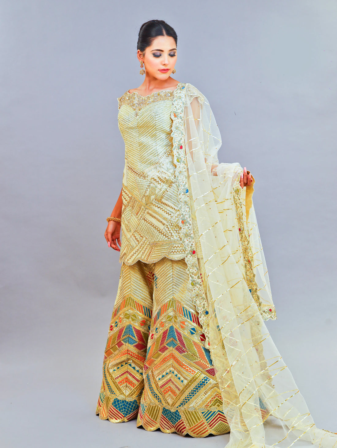 Raw Silk Sharara Set