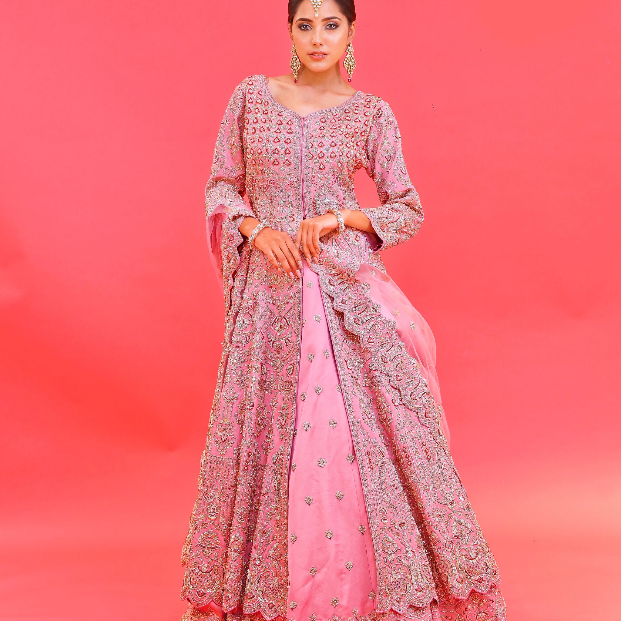 Rose Gold Anarkali Floor Length Gown