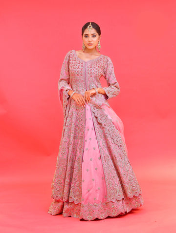 Rose Gold Anarkali Floor Length Gown