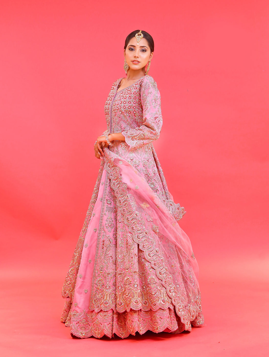 Rose Gold Anarkali Floor Length Gown