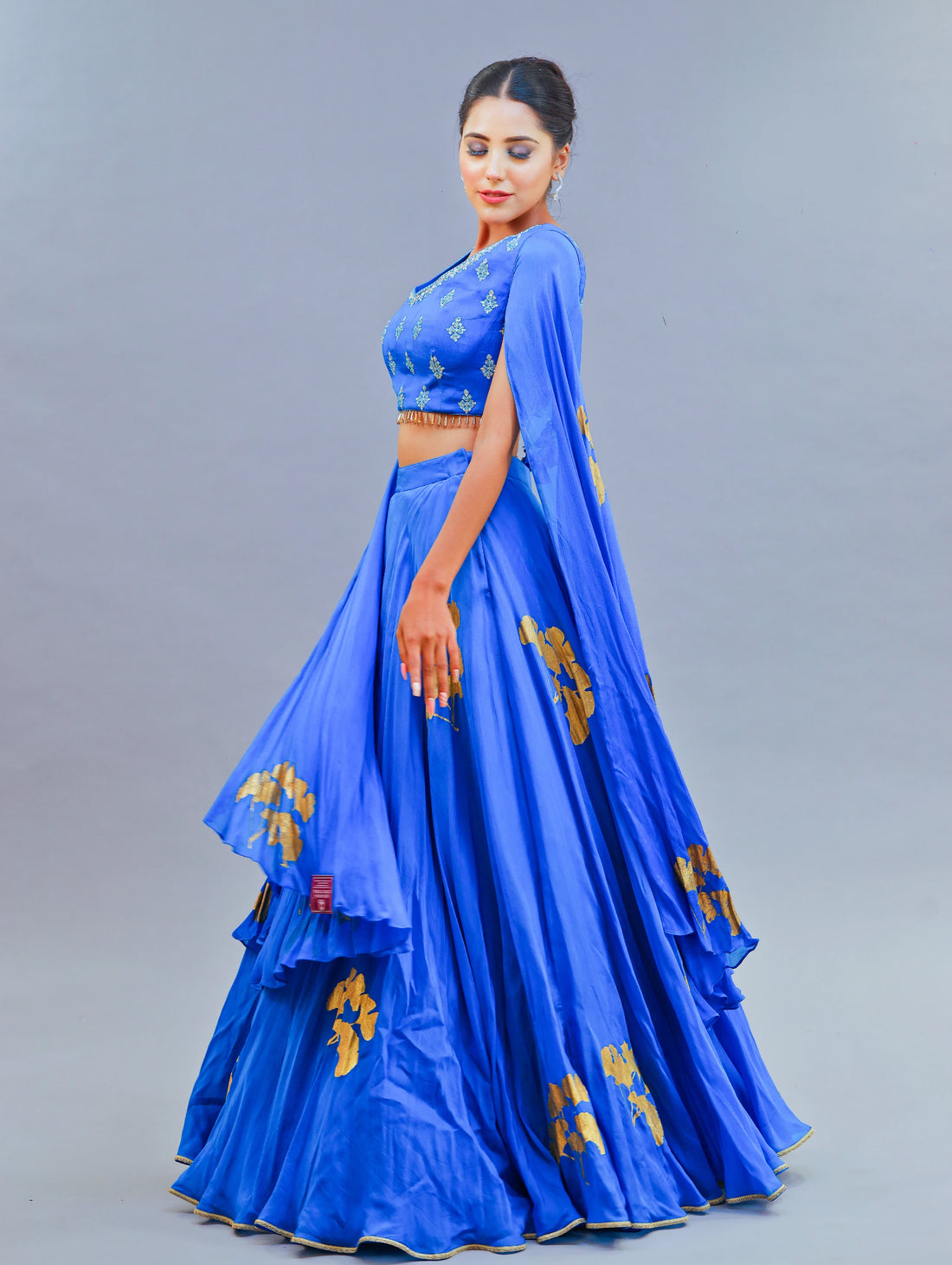 Royal Blue Organza Lehenga Set