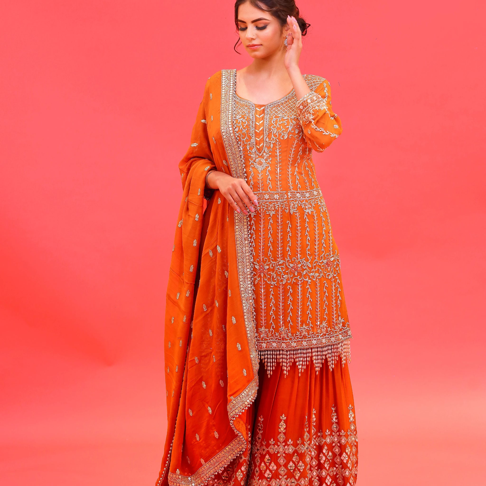 Rust Gharara Suit Set