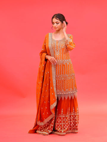 Rust Gharara Suit Set