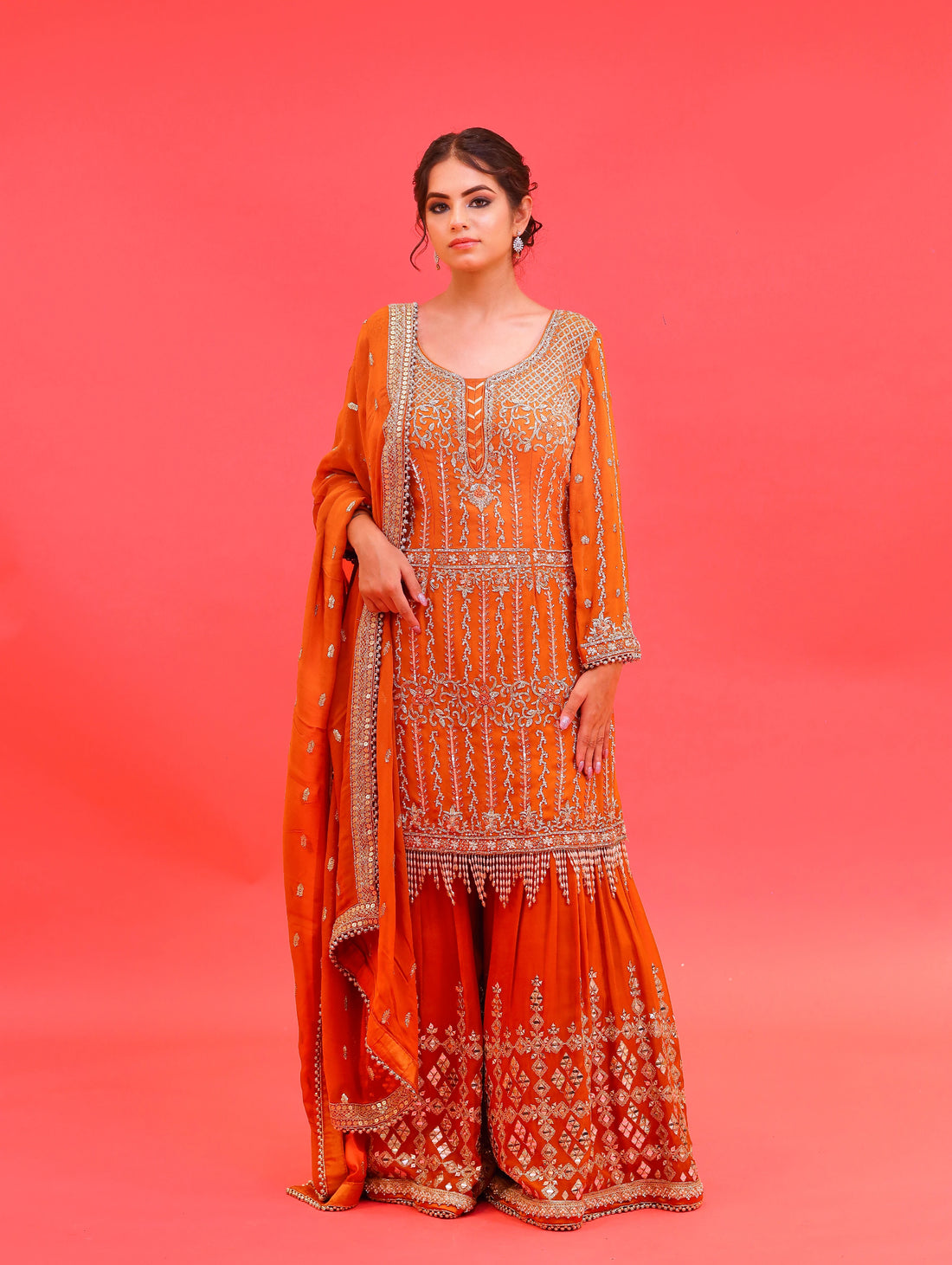 Rust Gharara Suit Set