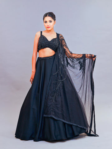 Shimoi Satin Lehenga Set