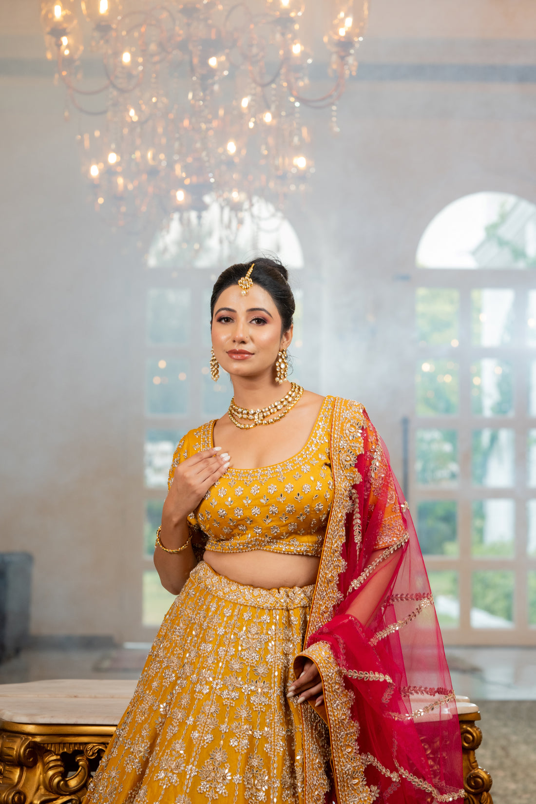 Mustard Yellow lehenga for Haldi, Jaggo, Engagement, Bridal