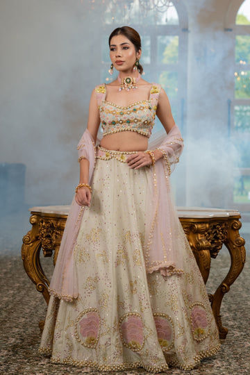 Pista Gold lehenga for party ,wedding, engagement