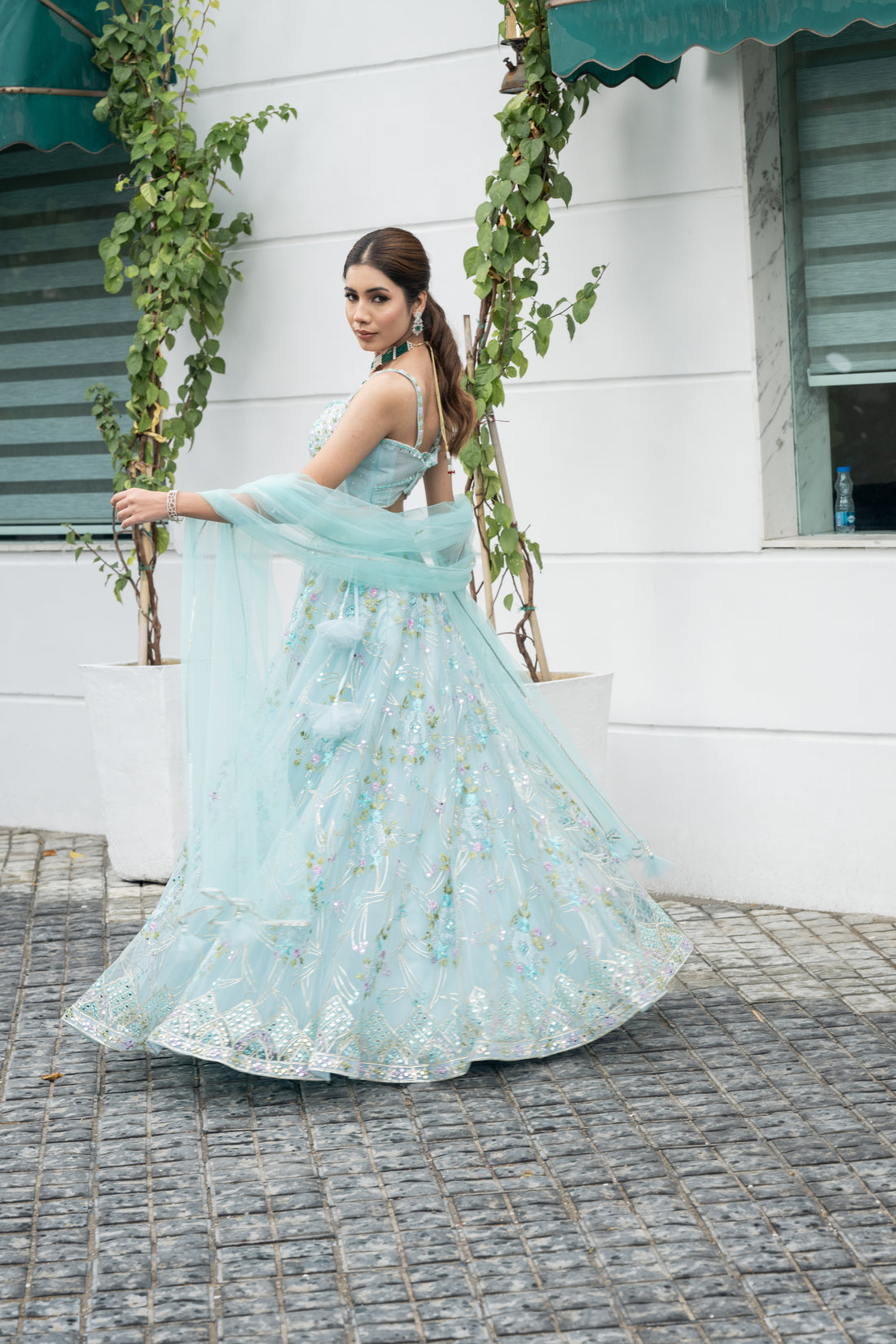 Sky Blue lehenga for party, wedding & birthday