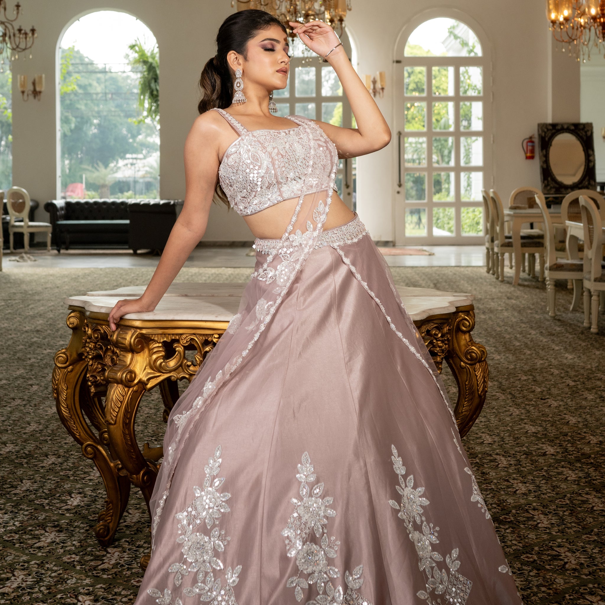 Rose Gold lehenga for Reception, wedding & Engagement Rose Gold lehenga for Reception, wedding & Engagement