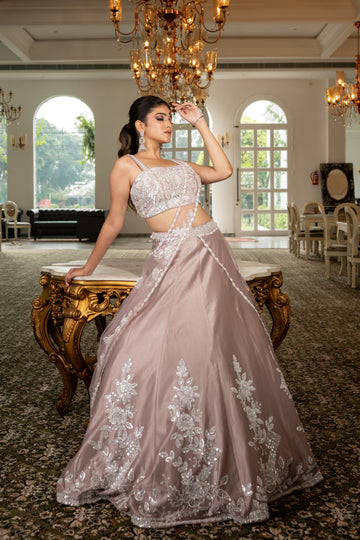 Rose Gold lehenga for Reception, wedding & Engagement