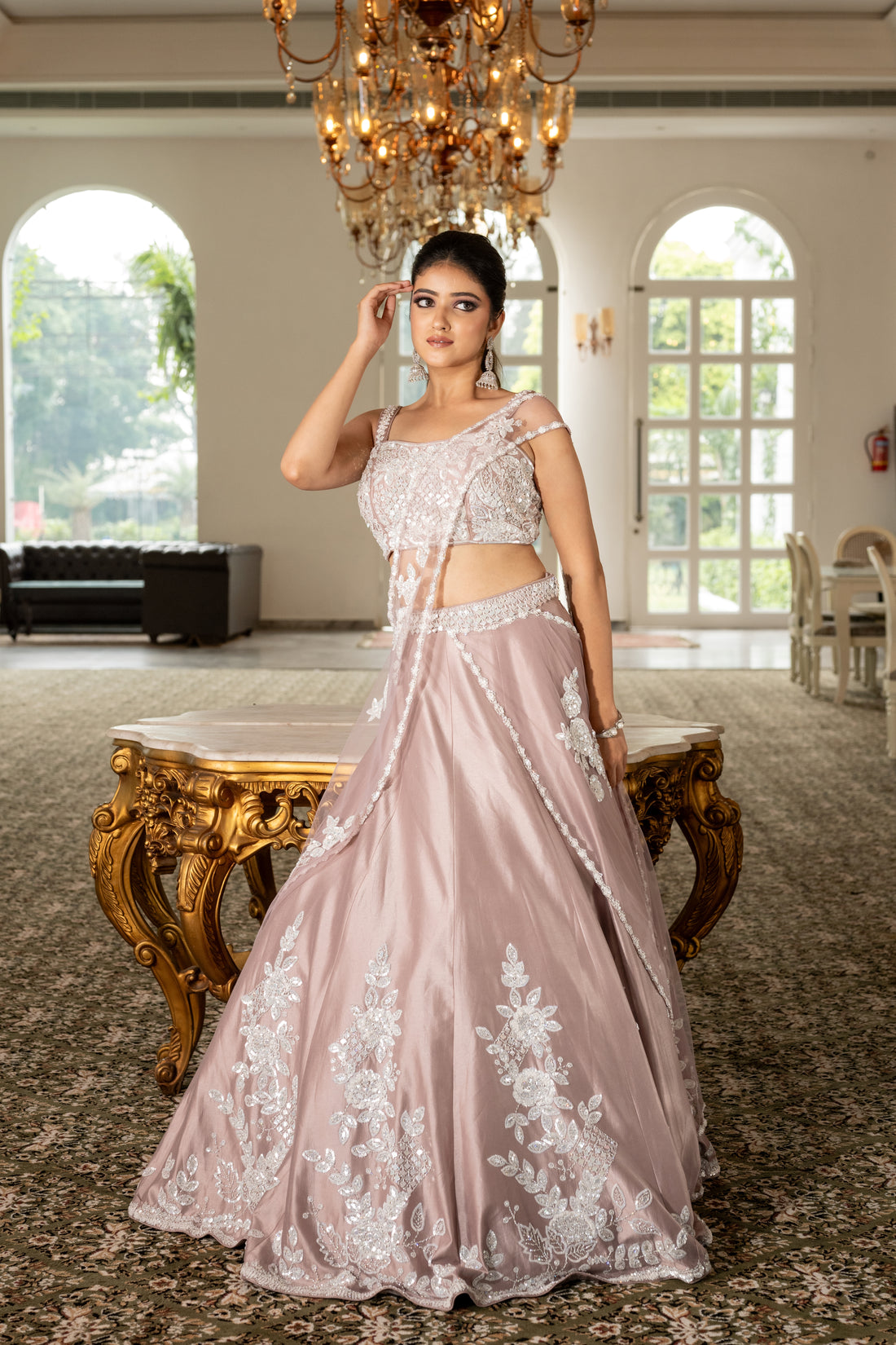 Rose Gold lehenga for Reception, wedding & Engagement