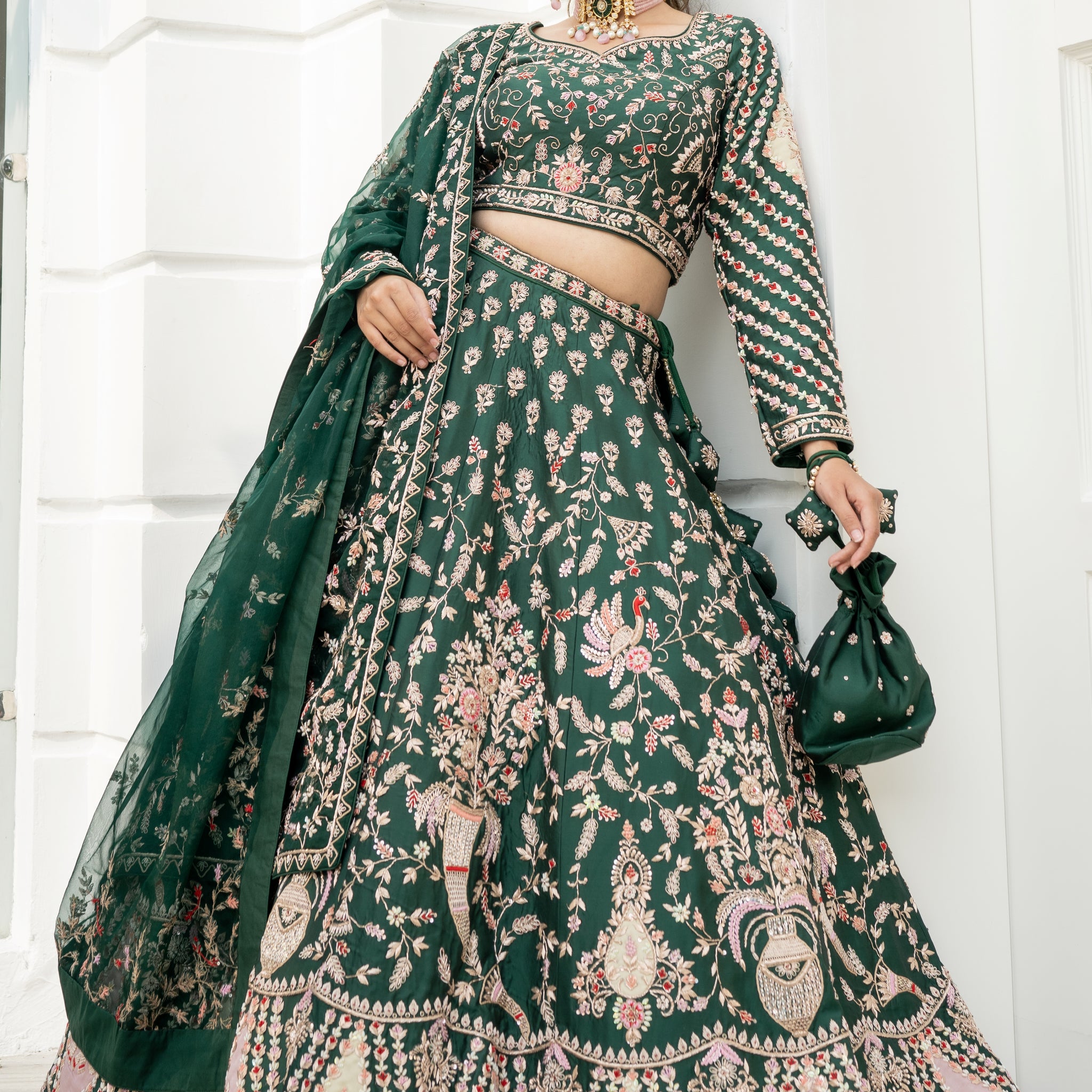 Emerald Green Lehenga for wedding ,engagement & haldi