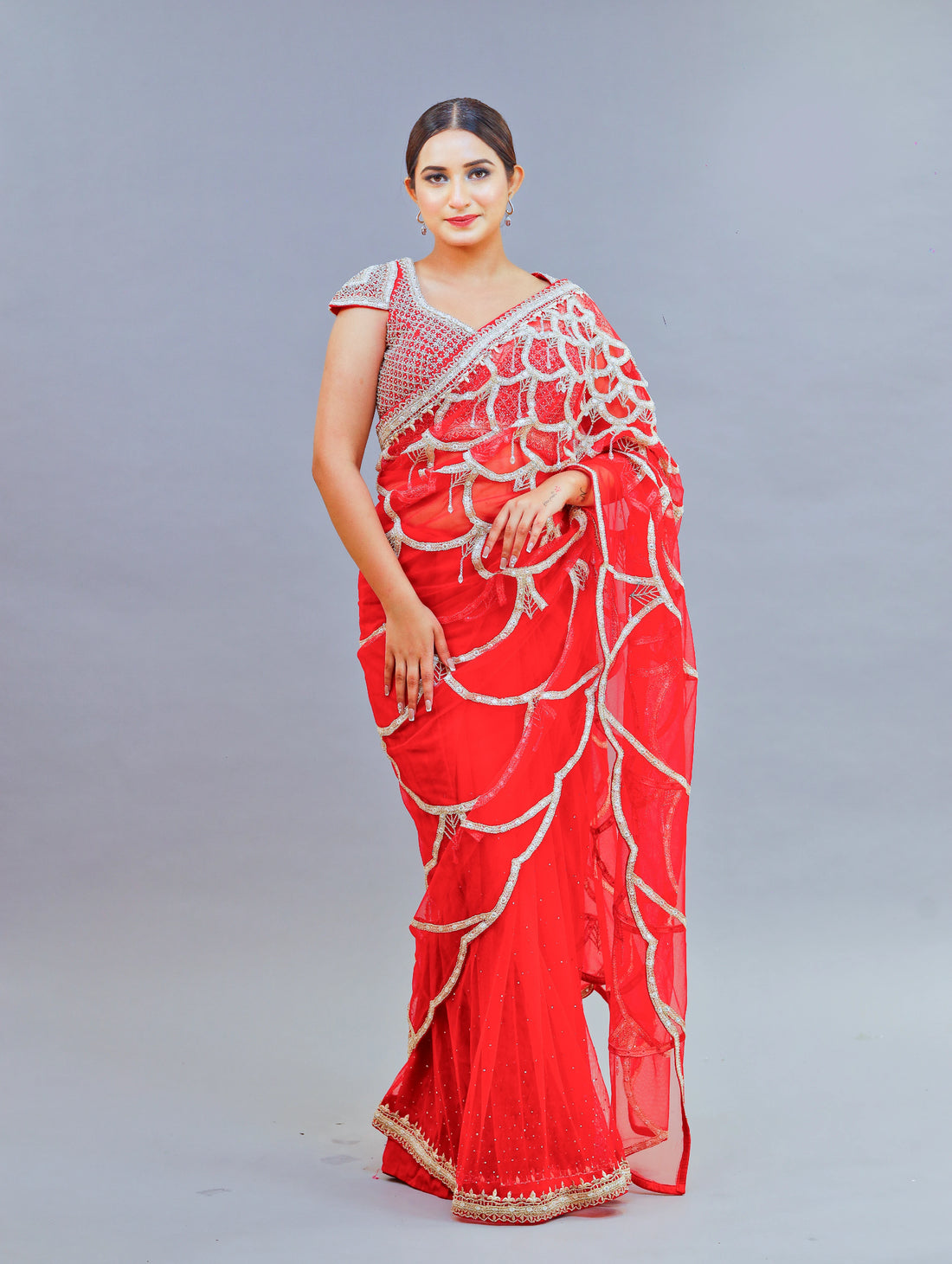 Red Mirror Matti Saree